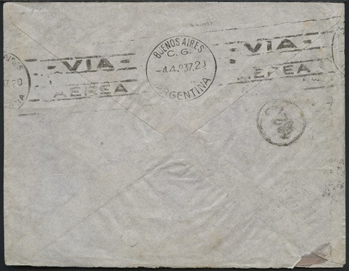 Catapult France 1937 Cover 18.50 Fr Saint-Remeze Buenos Aires Catapult /436 - Picture 2 of 2