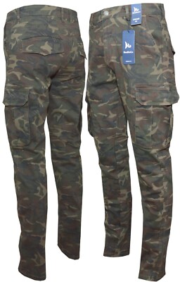 Herren Cargo Kampfhose Army Camouflage Stretch 6 Taschen 32''-44'' von Beebizco