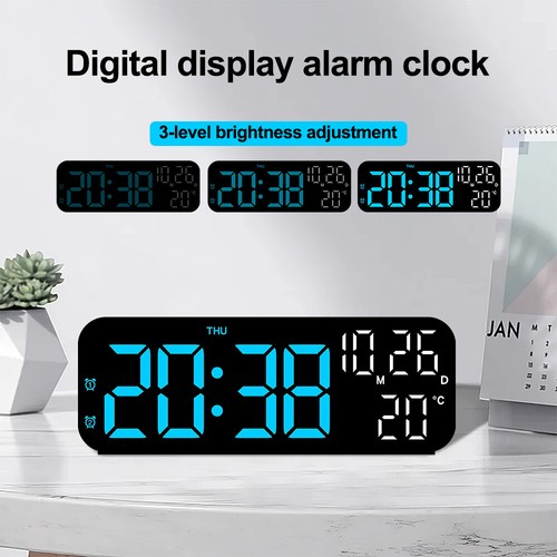 7" Digital Desk Alarm Clock Brightness Dimmer Temperature Snooze Electric Clock - Picture 5 of 14