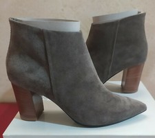 Tronchetto KATE tg 39 Camoscio Grigio/Suola in Cuoio -MADE IN ITALY- NUOVO 