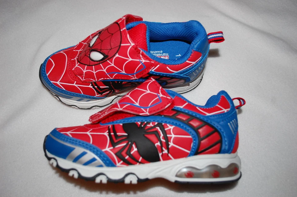 ZAPATOS DE TENIS SPIDERMAN para bebé niño rojo azul LUMINAR fácil sujeción talla 7 12 Foto 2 de 2