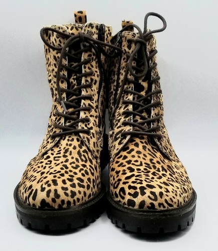 Lucky Brand LK-IDARA2 Mini Leopard Haircalf Combat Boots Size US 8.5M shoes cat - Picture 9 of 12