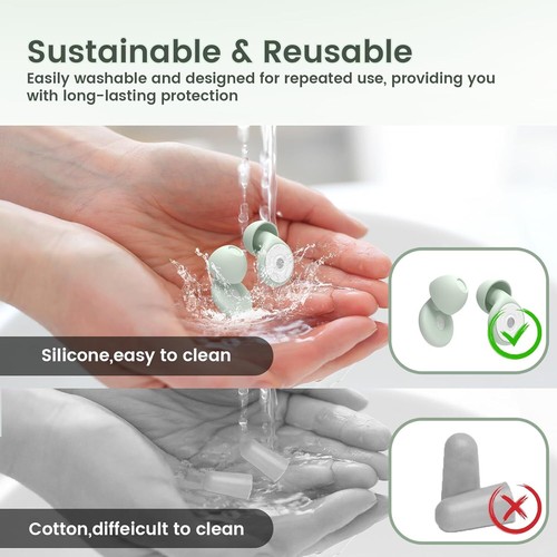 Ear Plugs for Sleeping Noise Cancelling -30dB, Reusable Silicone Earplugs for No - Picture 5 of 7