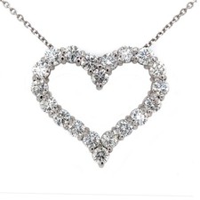 5.00 cttw F VS2 Round Cut Lab Created Diamond Heart Pendant Necklace 14K WG