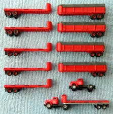 Lot of Mini Metals N-Scale Fruehauf Covered Wagon & Flatbed Trailers, PIE Trucks