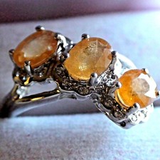 LOVELY NATURAL YELLOW SAPPHIRE 17.82 CT RING 925 SILVER.SIZE 6.5.