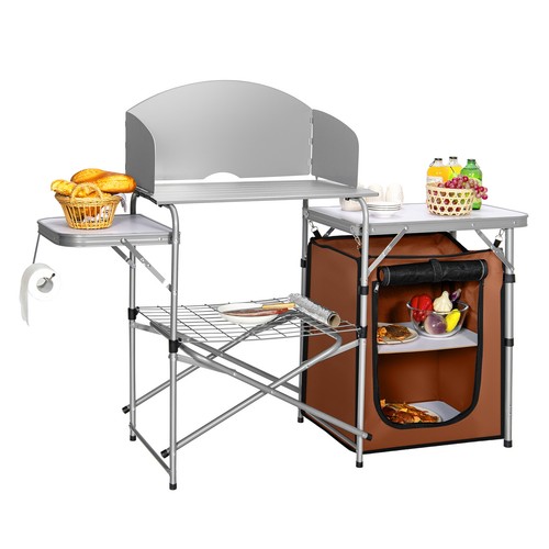 Outdoor Camping Table Folding Picnic Bench Portable Hiking Kitchen Cupboard - Picture 24 of 33