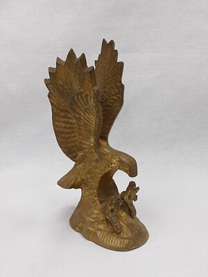 VINTAGE BRASS BALD EAGLE-5 inches Tall Wings Spread Landing Patriotic