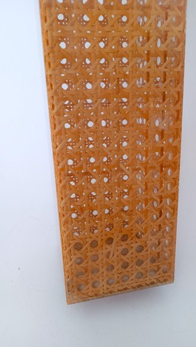 ♥ VASO PAGLIA DI VIENNA CESTINO HOLDER IN VIMINI VINTAGE DESIGN OTTONE LUCITE - Imagen 5 de 6