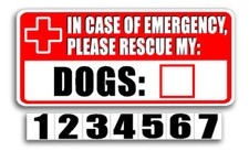 DOG EMERGENCY RESCUE STICKER, Vinyl Pet Fire Safety Alert Decal/Sticker - 5"