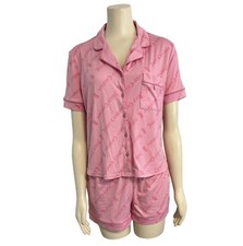 Juicy Couture Pink Logo Pajama Top Shorts Set Womens Medium NWT