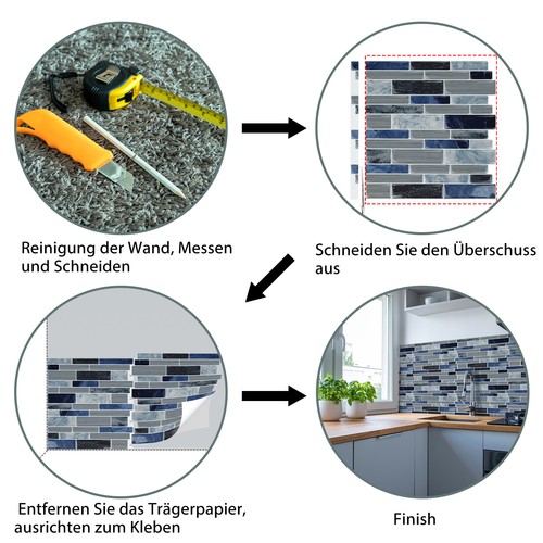 10 Stück 3D Fliesen Ziegel Wandaufkleber Selbstklebende Wasserdichte Tapete Bad - Bild 3 von 18