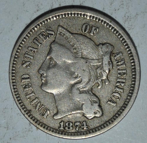 1874 Three Cent Nickel 3c {{{C395 - Picture 2 of 3
