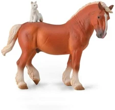 Breyer Horses CollectA Corral Pals Draft Horse and Cat Toy Figurine #88916