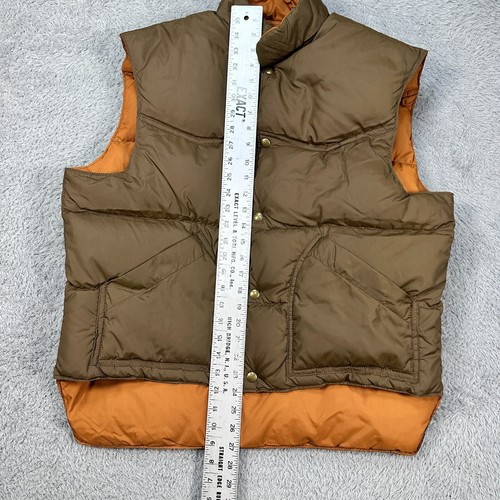 Gilet vintage anni 80 uomo L comodo reversibile marrone arancione piuma d'oca a scatto perfetto - Foto 6 di 7