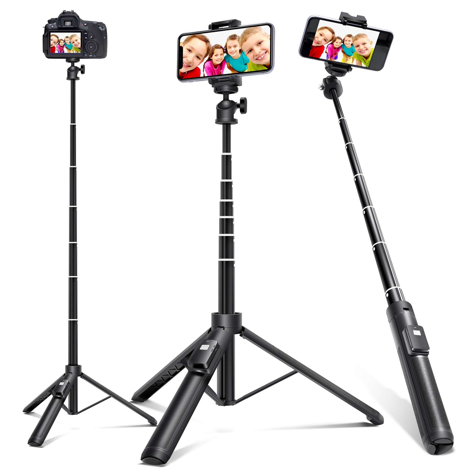 Selfie Stick,62 inches Long Extendable Selfie Stick Tripod, Phone Tripod with...