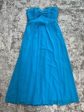 Davids Bridal Dress Womens ASize 14 Blue Sweetheart Neck Ruched Sequined Empire