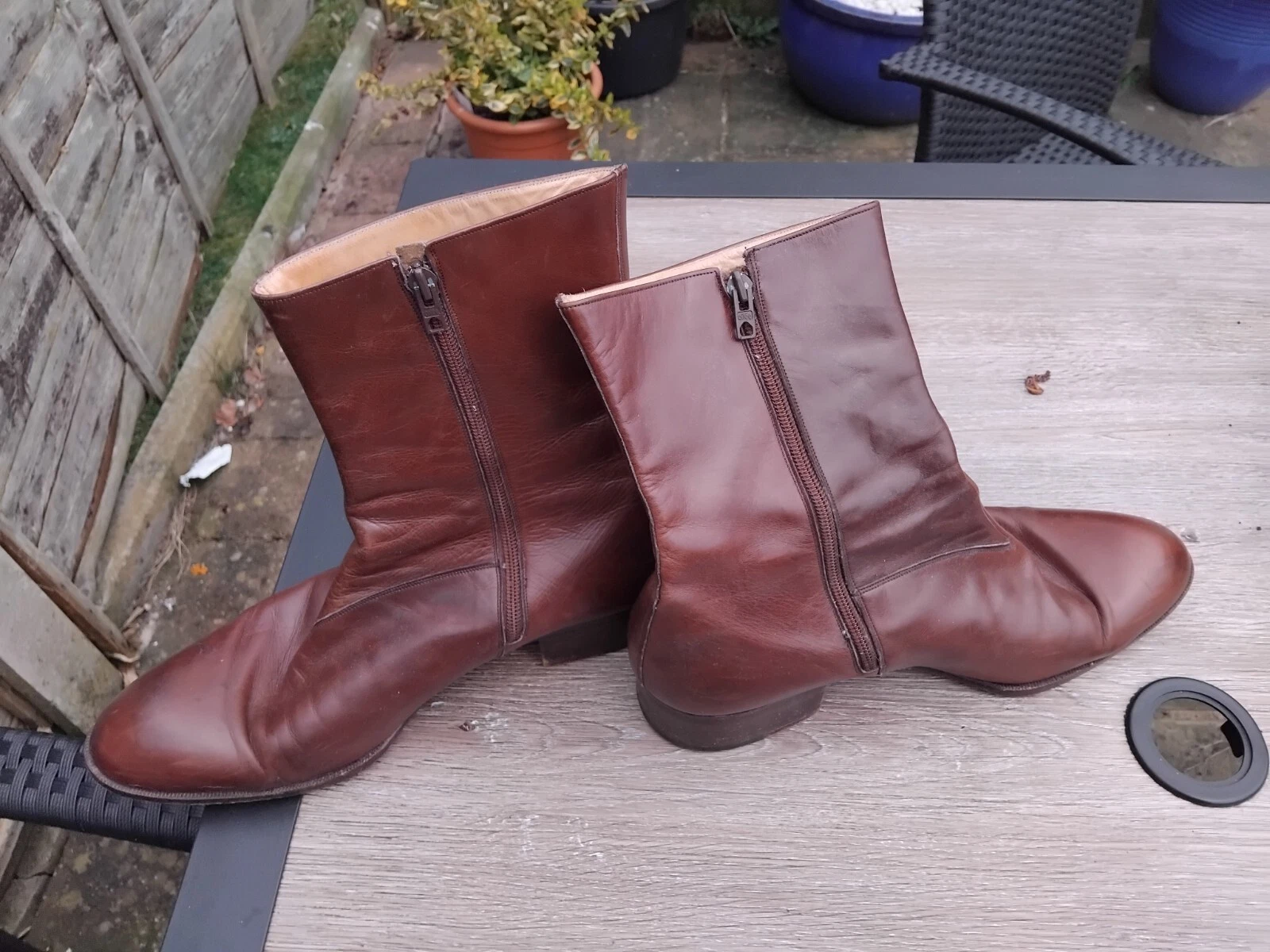 Superbe paire de bottes zippées homme Christian Dior cuir marron taille UK 9,5