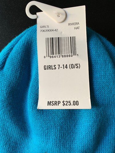 Girls Spyder Turquoise Ski Hat Blue Beanie Girls Size 7-14 (O/S) Cold Weather - Picture 4 of 8