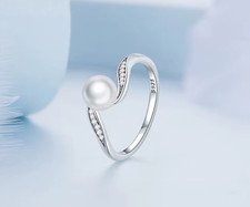 Elegant 925 Sterling Silver Quality Shell Pearl Ring