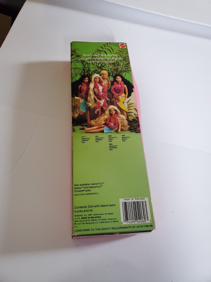 1987 Island Fun Ken Doll with a Tropical Look #4060 Yellow 1987 Island Fun Ken Doll with a Tropical Look #4060 Yellow