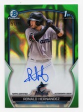 2023 Bowman Chrome Ronald Hernandez Green Refractor Auto #’d /99 Marlins CPA-RH
