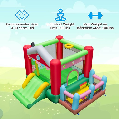 4-in-1 Farm Themed Inflatable Bounce House W/ Slide Ball Pit & Basketball Hoop - Picture 5 of 8