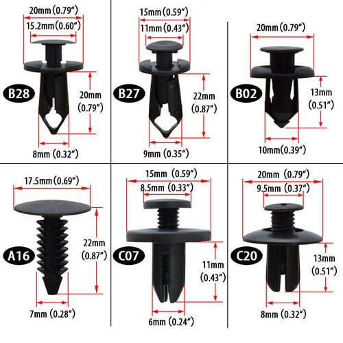 190X Car Retainer Fasteners Push Trims Plastic Clips Pin Rivet Bumper Kit Set - Picture 2 of 7