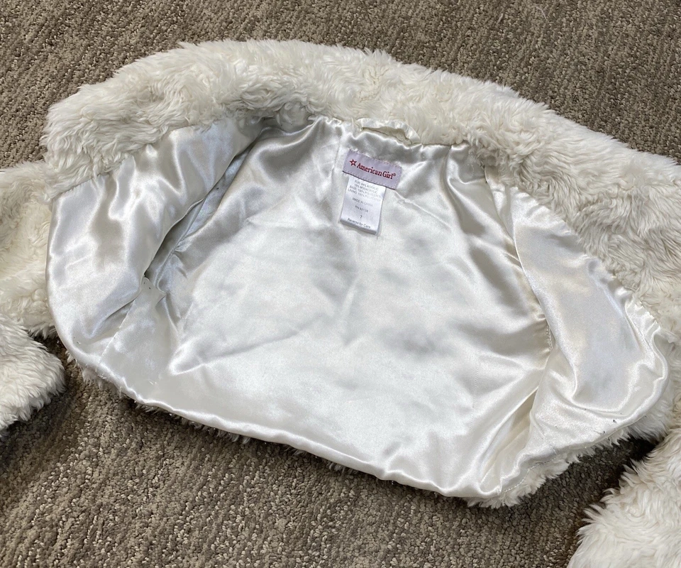 American Girl ~ Faux Fur Cream Fancy Shrug Short Jacket For Girls ~ Size 7 - Image 3 of 4