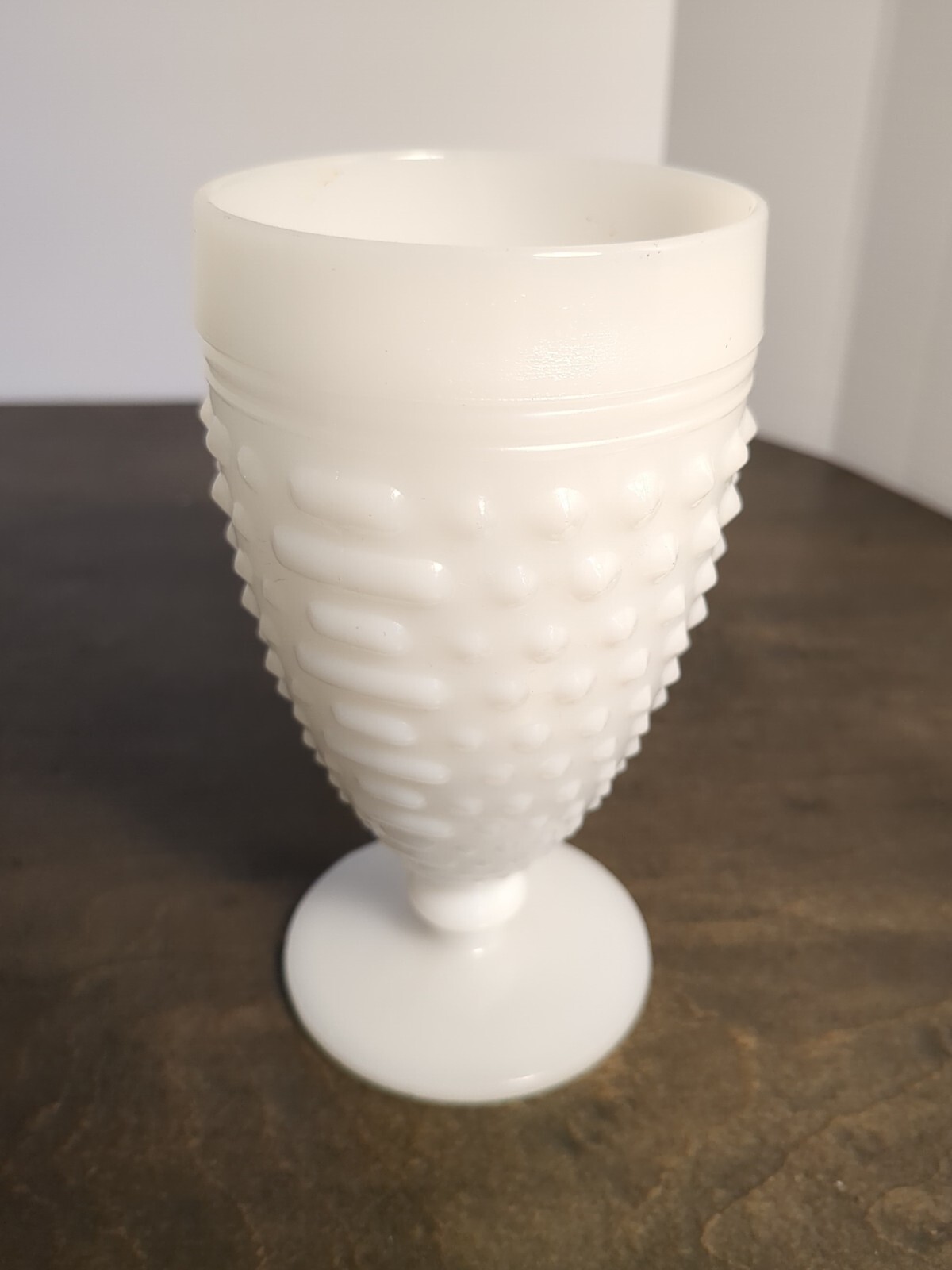 Water Goblet Hobnail White Milk Glass ANCHOR HOCKING  5.5 tall Mid-Century-image