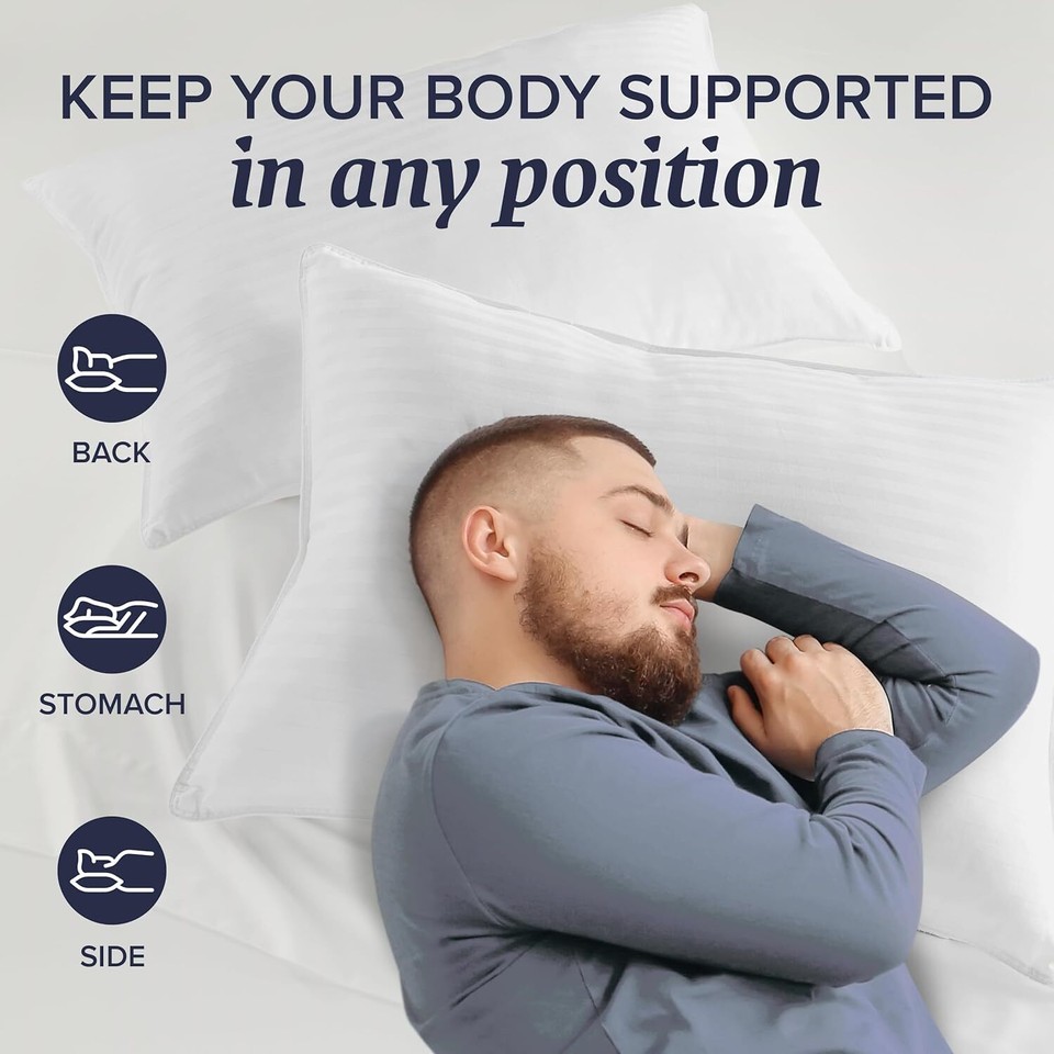 Bed Pillows Standard / Queen Size Set of 2, Stomach or Side Sleepers eBay