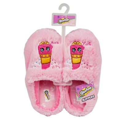 Shopkins SPK Lippy Lips Kids Girls Plush Slippers Shoe Size Small 11/12 New