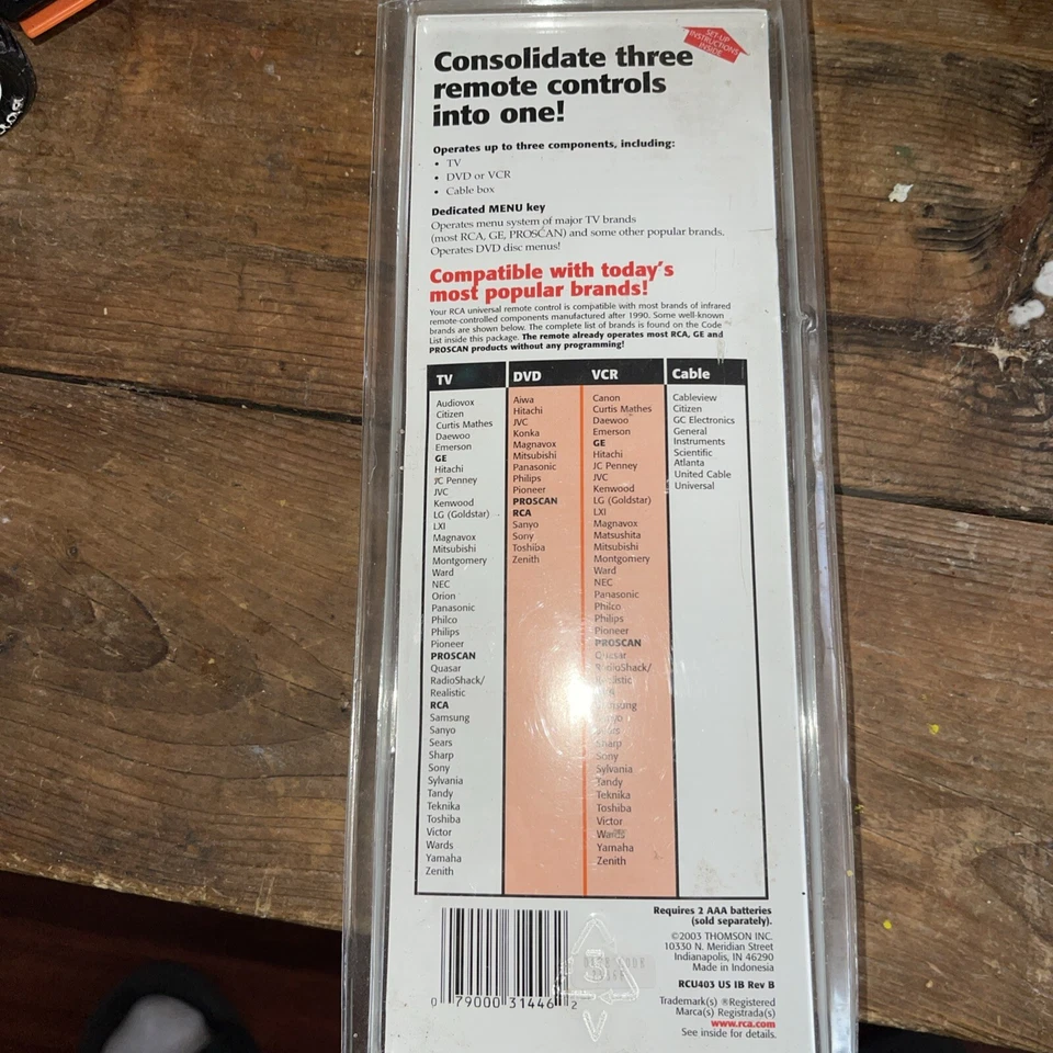 RCA RCU403 3-Device Universal Remote Control  New - Image 4 of 4