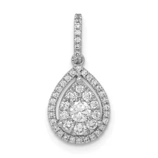 14K White Gold Lab Grown Diamond Teardrop Pendant (VS/SI, G-H) for Mom