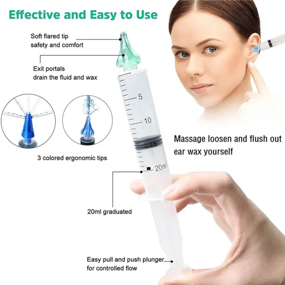Ear Wax Remover Removal Syringe 20ml Ears Blockage Hygiene Cleaner Tool
