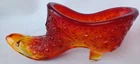 Very Striking and Colorful Vintage Fenton Amberina Button & Daisy Shoe