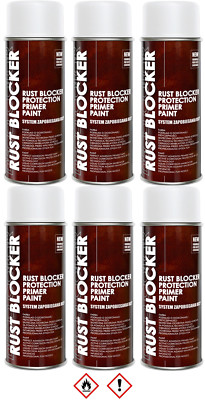 6 x 400 ml Rust Blocker 4in1 Metallschutzlack Rost Schutz weiss matt RAL 9010