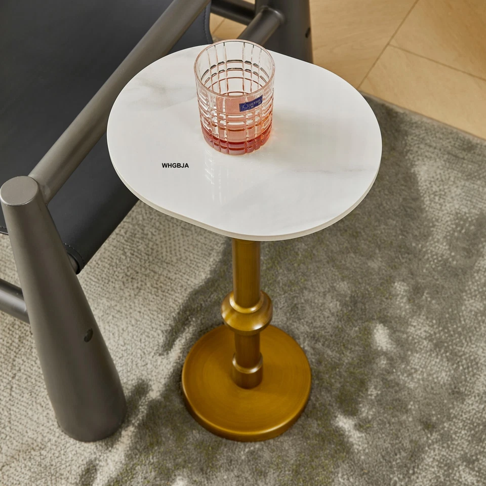 Mesa de té ovalada de altura ajustable mini mesa de té ambiente estilo vintage Foto 4 de 4