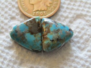 2 Chinese Hubei Redskin Turquoise Cabs 13 carat Cabochons Matching Set Pair
