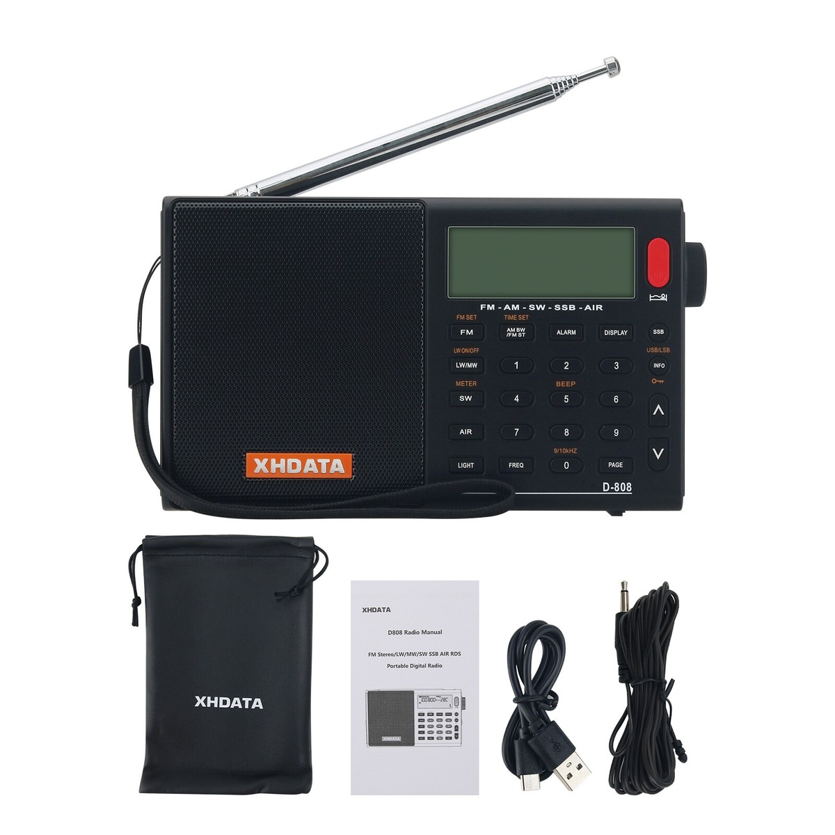 SIHUADON D-808 FM Stereo/LW/MW/SW-SSB AIR RDS Full Band Radio Type 