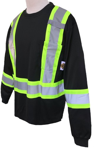 01-02-MEDIUM HIGH VISIBILITY BLACK/LIME LONG SLEVEE - Picture 3 of 10