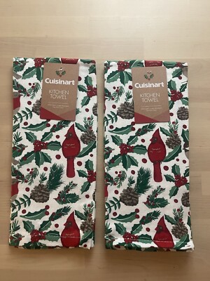 Cuisinart Set Of Two Cardinal Christmas Theme Kitchen Towels