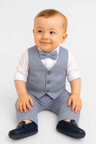 Sirri Baby & Jungen Baumwolle Leinen Weste Anzug 4-teiliges Hochzeitsset Neugeborene bis 8 Jahre - Bild 16 von 50