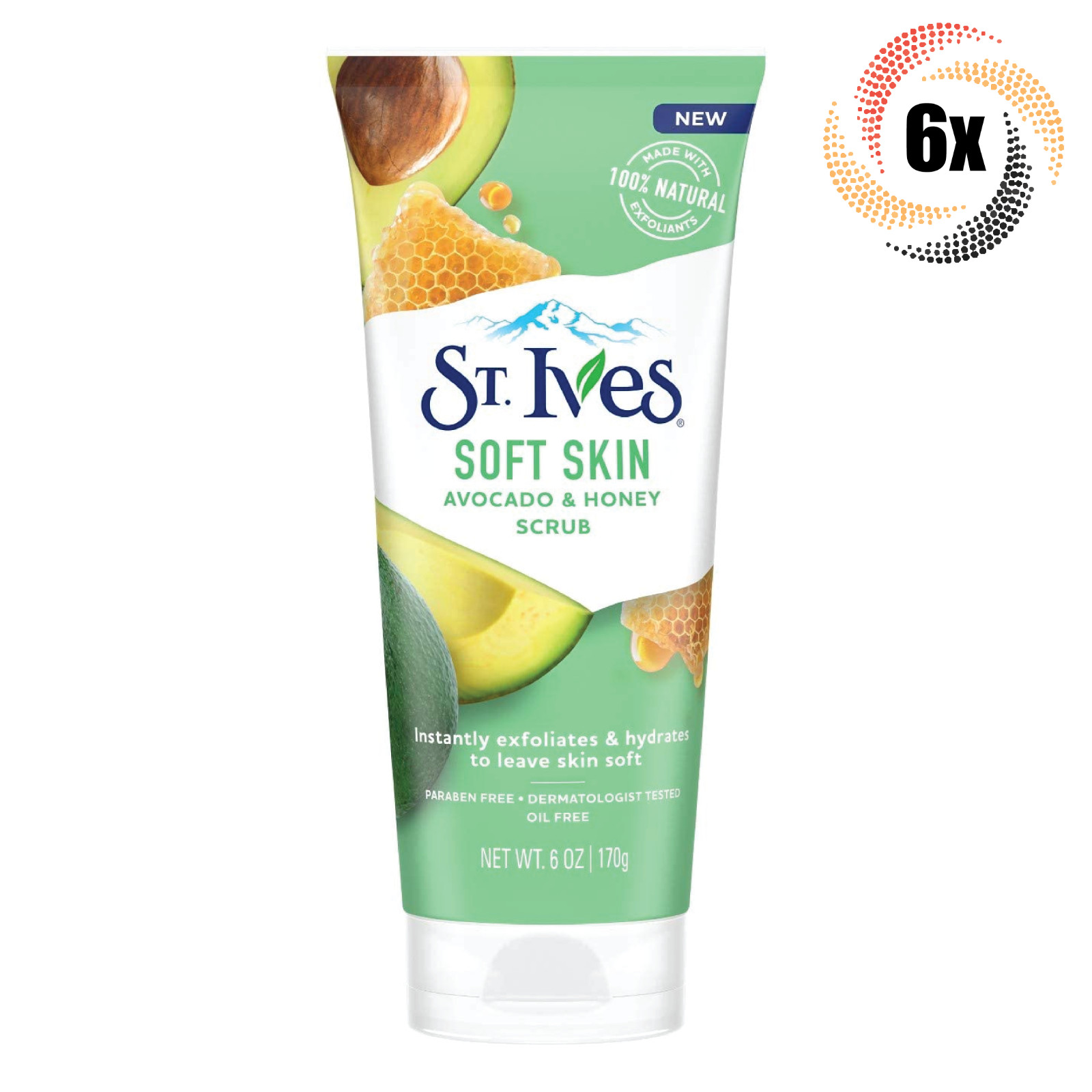 6 флаконов скраба для лица St Ives Soft Skin с авокадо и медом 6 унций 100 Натуральный 8690₽