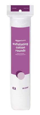 Amazon Basics Exfoliating Makeup Remover Cotton 100 Count (Pack of 1), White 
