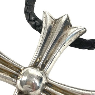 CHROME HEARTS CROSS LARGE CH Cross Large Choker Pendant Leather