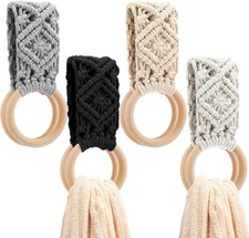 4 Pcs Kitchen Dish Towel Holder Gifts Boho Handmade Crochet Hanging Towels Loop