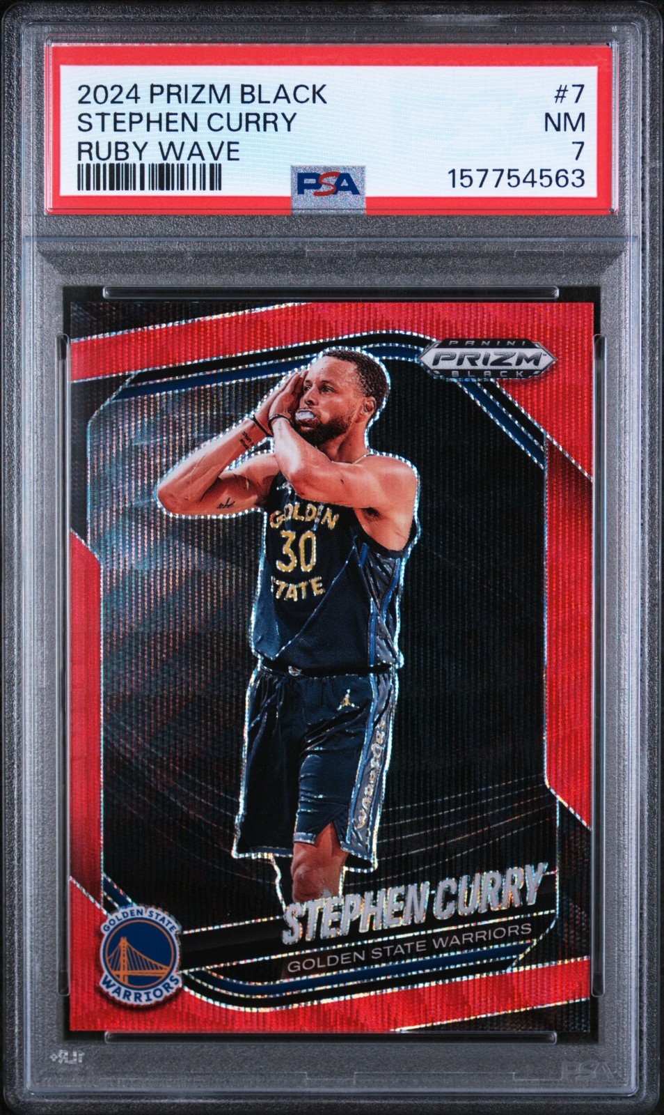 2024-25 Panini Prizm Black Stephen Curry #7 Ruby Wave LOW POP NITE NITE PSA 7