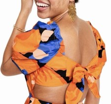 100% Cotton Tabitha Brown at Target Floral Print Puff Sleeve Tie Back Midi Dress