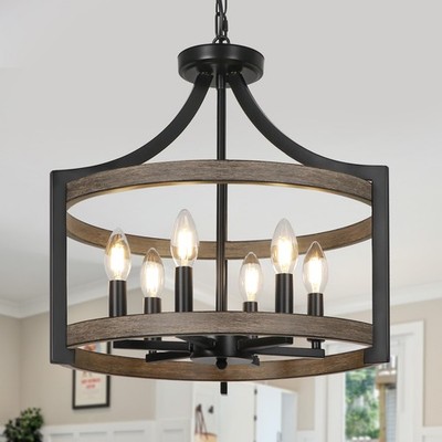 Farmhouse 6 Light Candle Chandelier Pendant Fixture Dining Room Kitchen Island